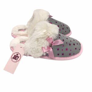 Juicy Couture Sonora Girls Slippers Grey Pink New in Box Small 4-5 Star Print